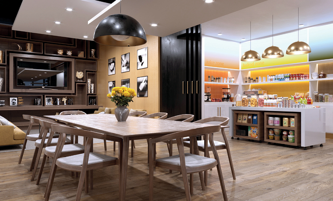 Snack bar y mesa con sillas